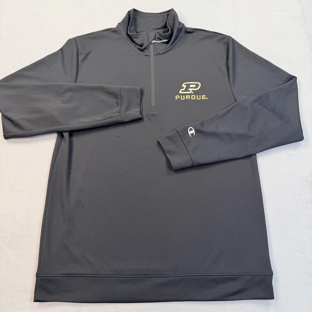 Purdue Boilermakers Sweatshirt Mens Medium Black NCAA Football Champion 1/4 Zip
